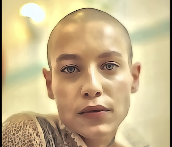 Lady Wisdom staring straight ahead