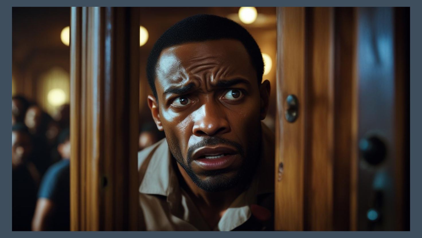 black man peering through door eddie attack