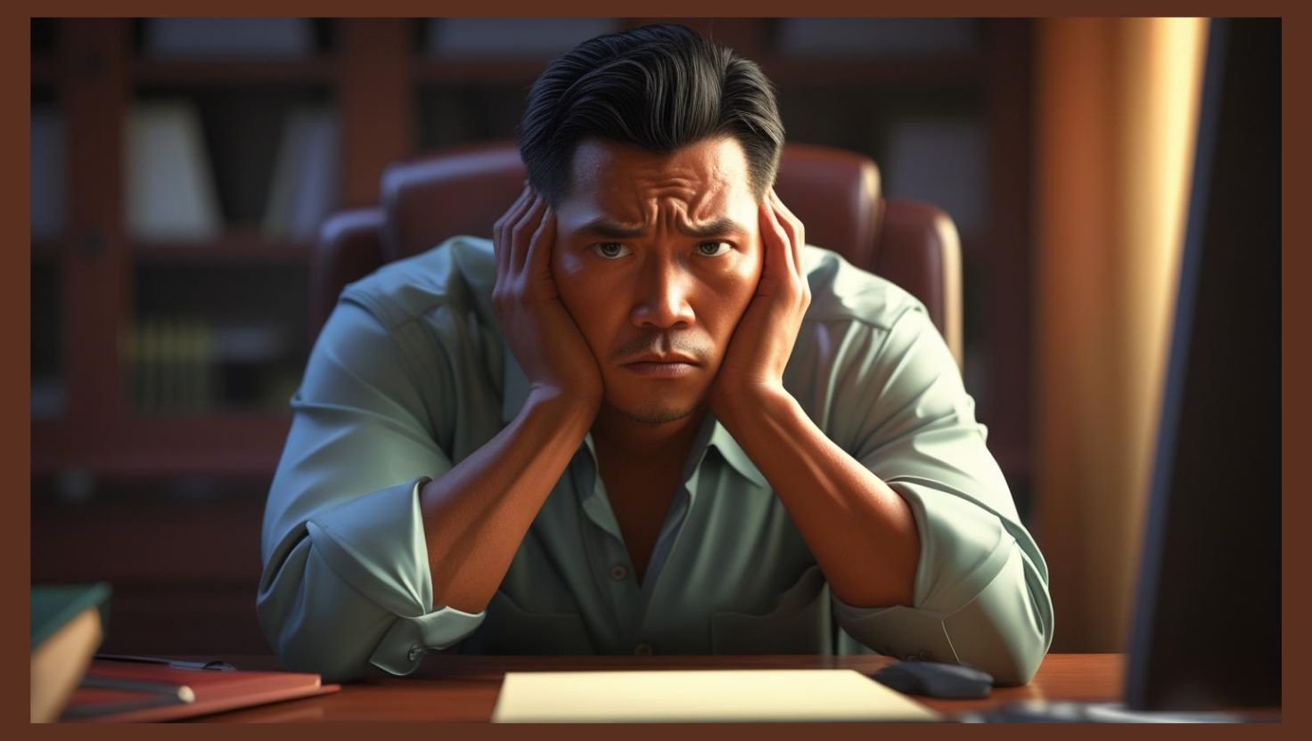 vampire attack man at desk