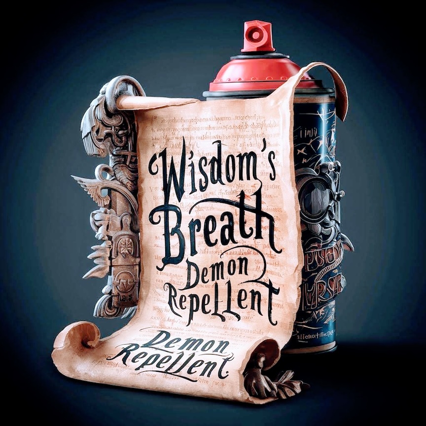 wisdoms breath demon repellent spray can with scroll